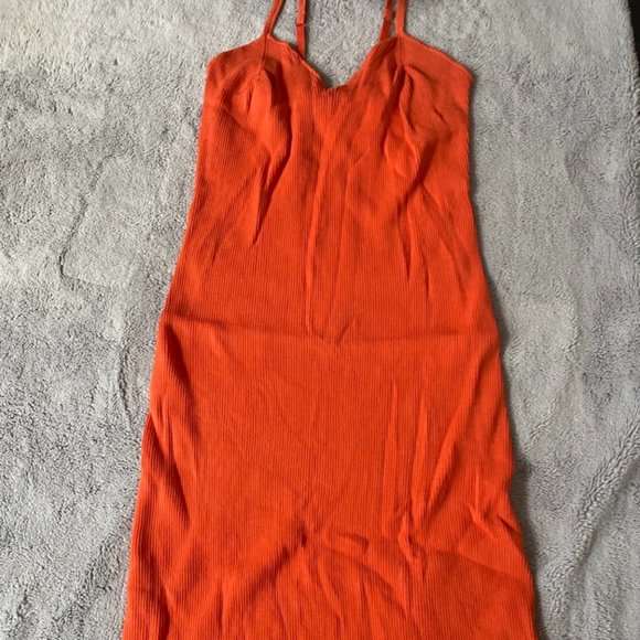Ribbed Knit Orange Dress - Picture 3 of 3